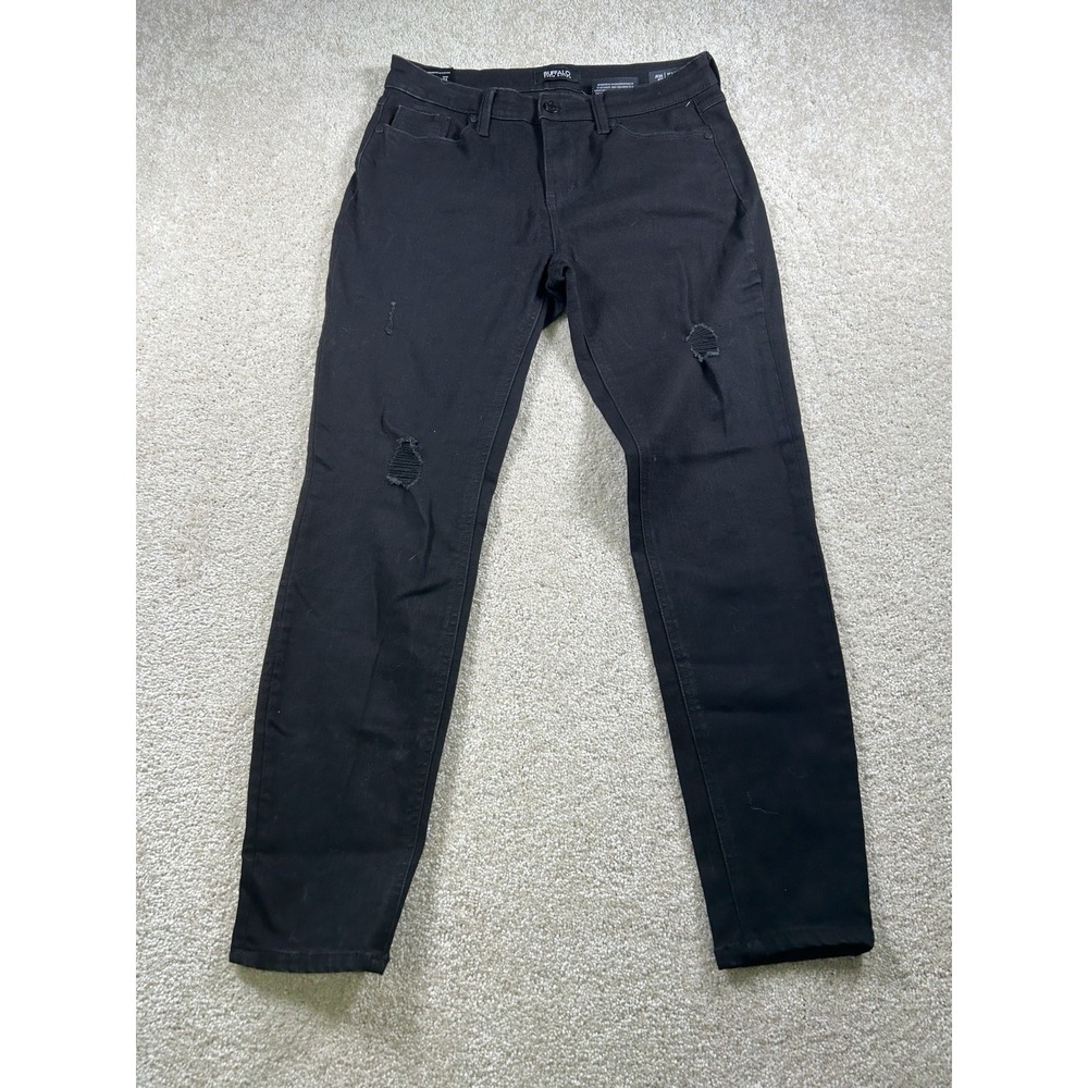 Buffalo David Bitton Womens Size 4 Black Denim Jeans Distressed Skinny
